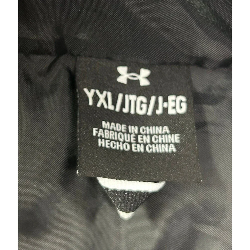 Under Armour Boys Pronto Puffer Jacket Pitch Black Hooded Coat